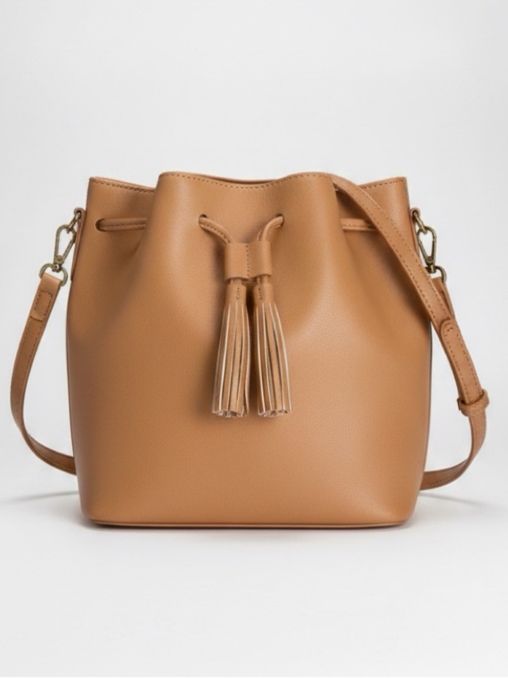 J. CREW Factory Faux Leather Drawstring Bucket Crossbody Shoulder Bag, C…